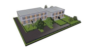 3D-Ansicht der Reihenhauszeile Lemsdorf KfW 40
